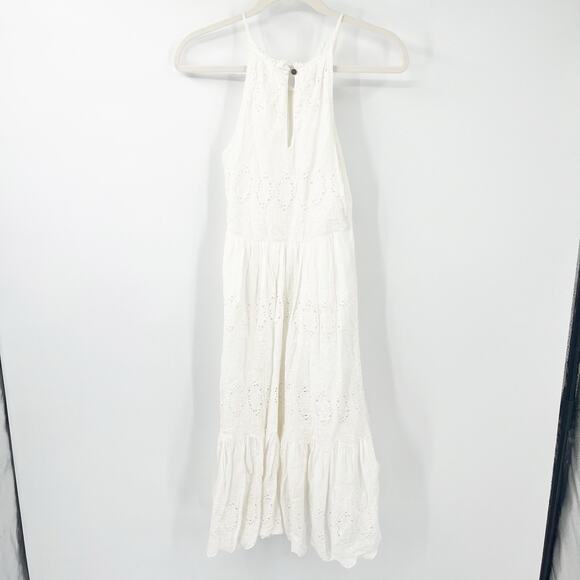 Anthropologie Maeve Womens Boho Beachy Tiered Eyelet Midi Dress Size‎ 0 White - Picture 10 of 10